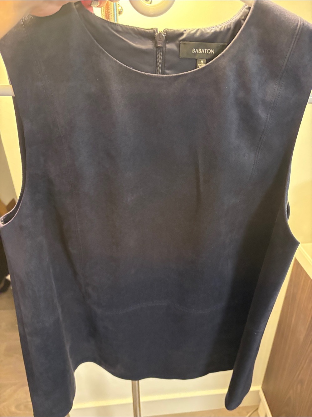 Babaton Navy Suede Sleeveless Tank